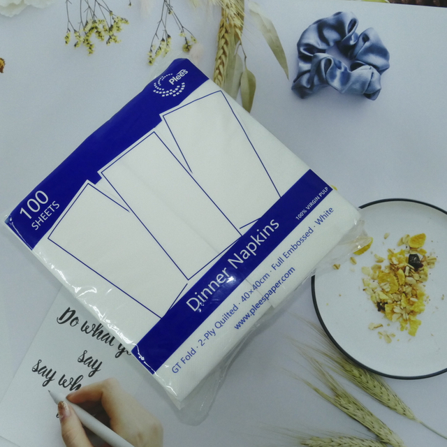 الصين مصنع حدد منديل الورق الخام من اللب البكر عشاء ورقة حزمة الأنسجة المنزلية المنديل 